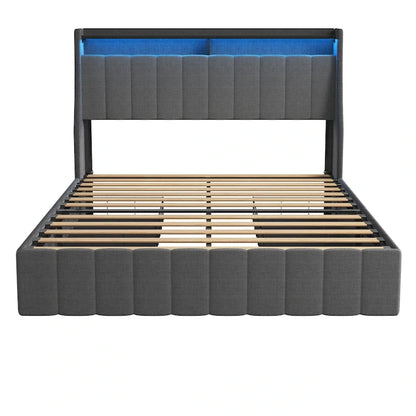 Platform Bed with LED and Storage Drawers