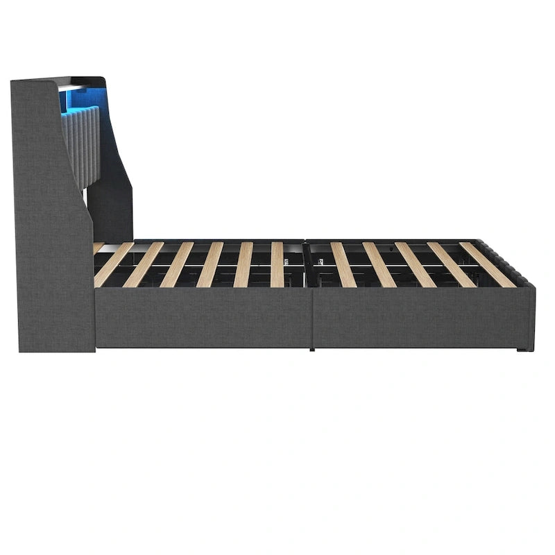 Platform Bed with LED and Storage Drawers