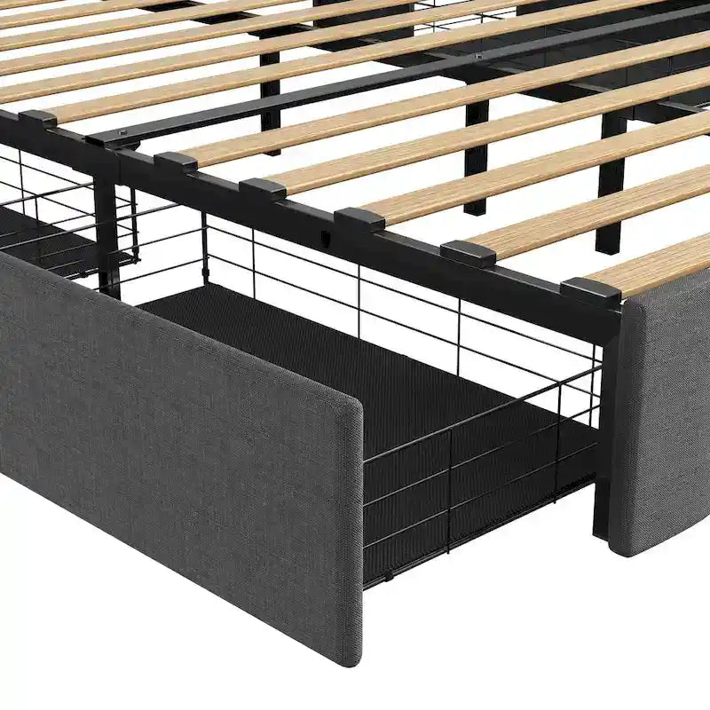 Platform Bed with LED and Storage Drawers