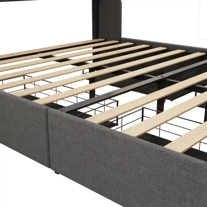 Platform Bed with LED and Storage Drawers