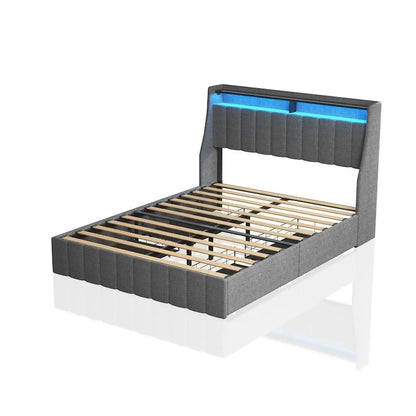 Platform Bed with LED and Storage Drawers