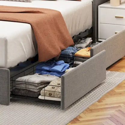 Platform Bed with LED and Storage Drawers