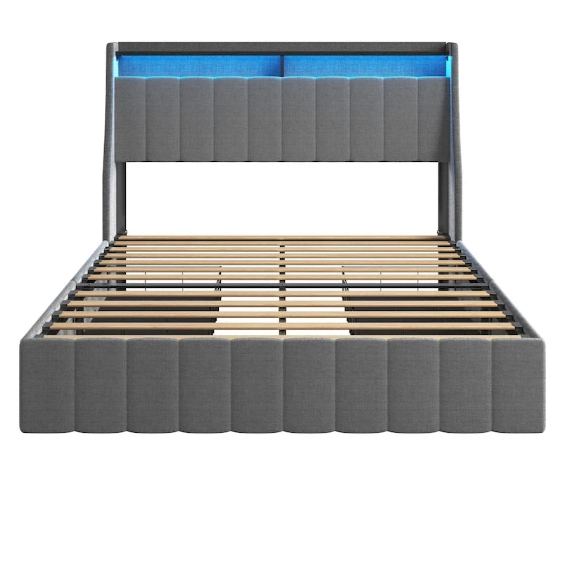 Platform Bed with LED and Storage Drawers