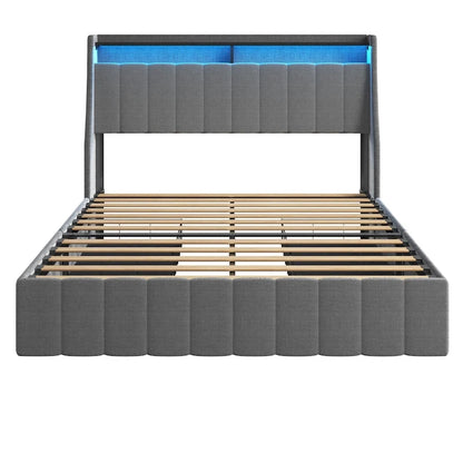 Platform Bed with LED and Storage Drawers