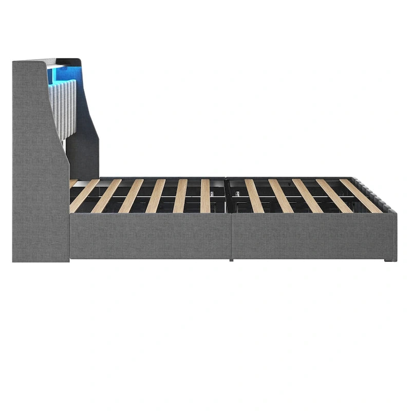 Platform Bed with LED and Storage Drawers