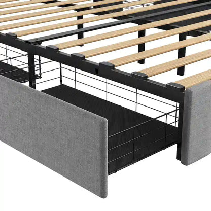 Platform Bed with LED and Storage Drawers