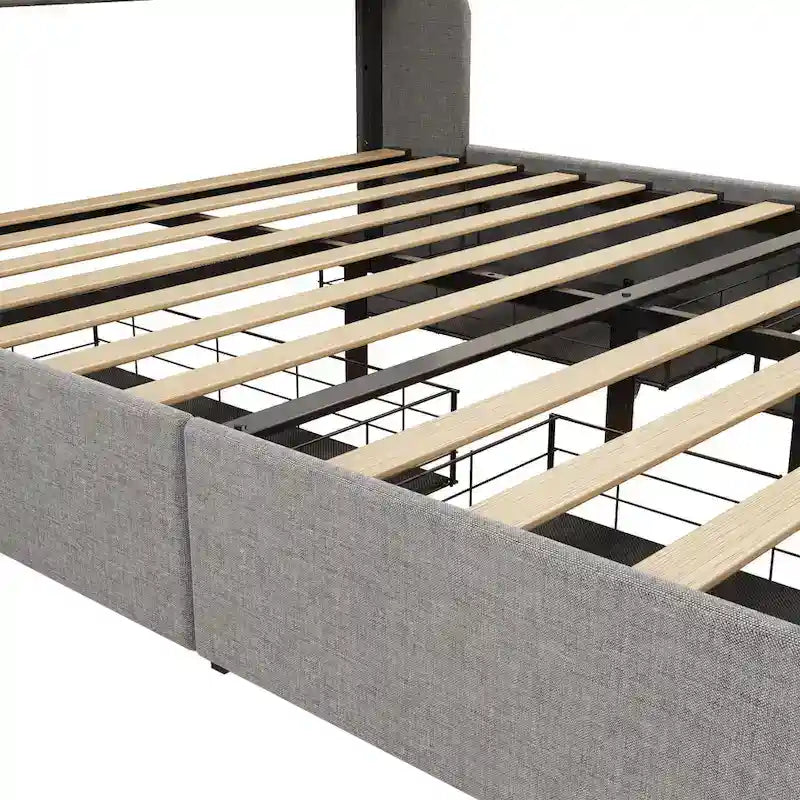 Platform Bed with LED and Storage Drawers