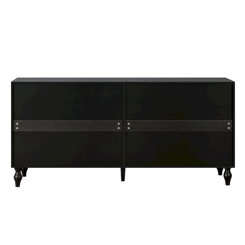 63 Accent TV Stand with Carved Doors & Wood Legs for Living Room