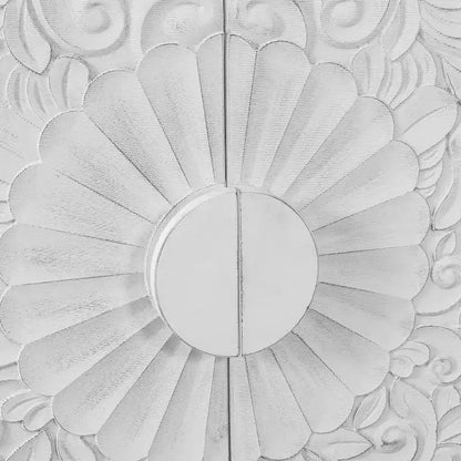 63 Accent TV Stand with Carved Doors & Wood Legs for Living Room