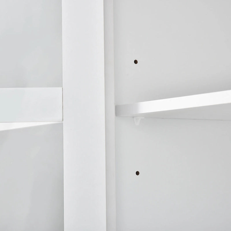 Entertainment Wall Unit with Bridge, Tempered Glass Doors for TVs Up to 70