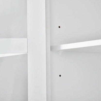 Entertainment Wall Unit with Bridge, Tempered Glass Doors for TVs Up to 70