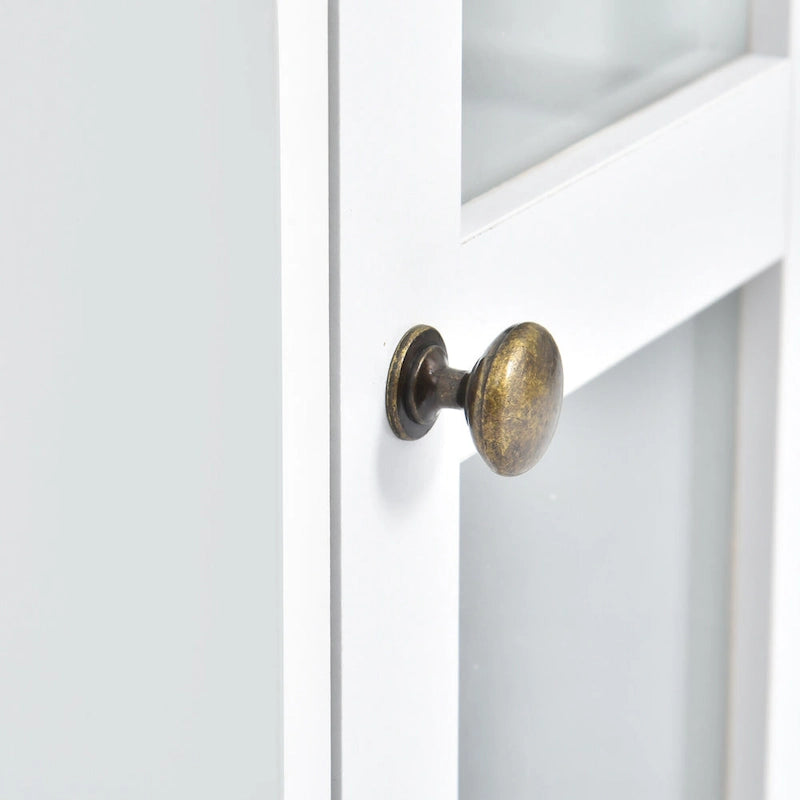 Entertainment Wall Unit with Bridge, Tempered Glass Doors for TVs Up to 70