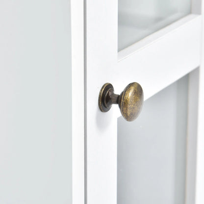 Entertainment Wall Unit with Bridge, Tempered Glass Doors for TVs Up to 70