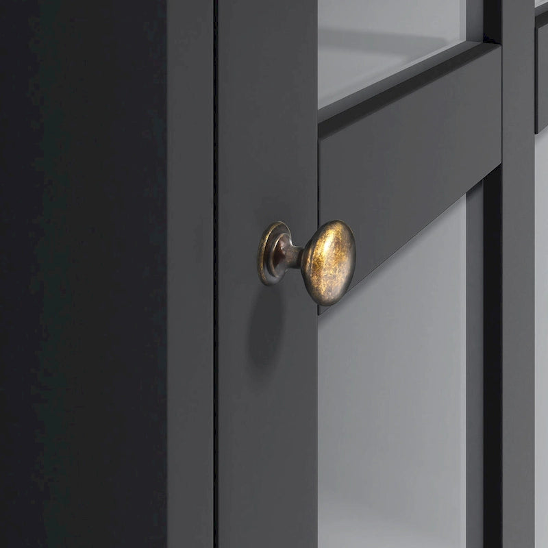 Entertainment Wall Unit with Bridge, Tempered Glass Doors for TVs Up to 70