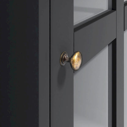 Entertainment Wall Unit with Bridge, Tempered Glass Doors for TVs Up to 70