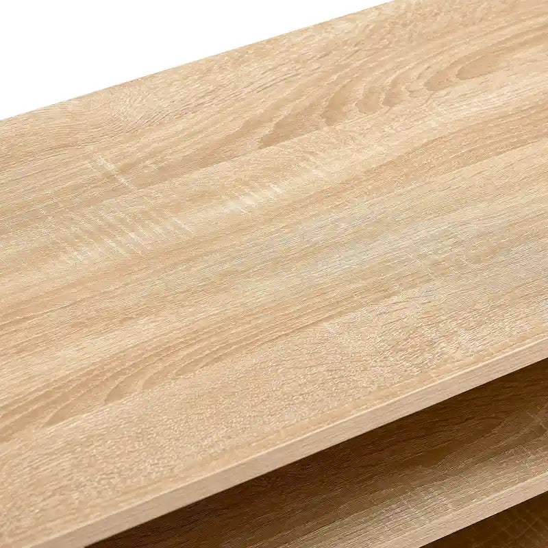 55.12 TV Stand with Double Sliding Doors, Solid Wood Legs and Adjustable Shelf for Living Room