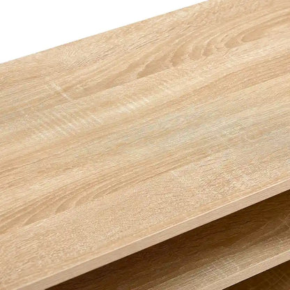 55.12 TV Stand with Double Sliding Doors, Solid Wood Legs and Adjustable Shelf for Living Room