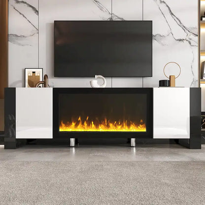 Modern 68.1 Fireplace TV Stand with 2 Large Cabinets for TVs up to 78
