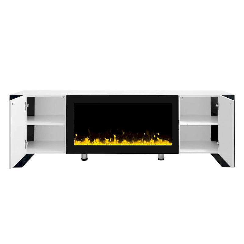 Modern 68.1 Fireplace TV Stand with 2 Large Cabinets for TVs up to 78