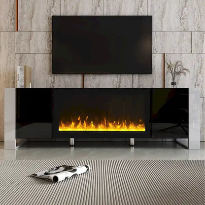 Modern 68.1 Fireplace TV Stand with 2 Large Cabinets for TVs up to 78