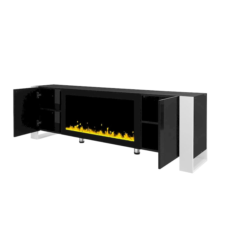 Modern 68.1 Fireplace TV Stand with 2 Large Cabinets for TVs up to 78