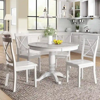 5-Piece Modern Wooden Dining Set with Round Table & Chairs