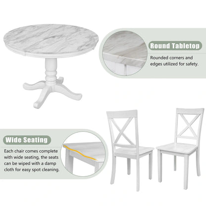5-Piece Modern Wooden Dining Set with Round Table & Chairs