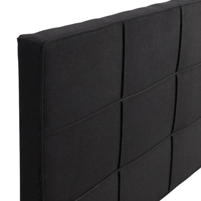 Black King Upholstered Platform Bed with Button Tufted Headboard and Wood Slats - No Box Spring Needed