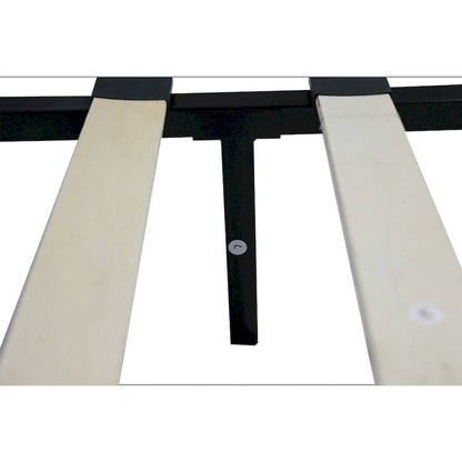 Grey King Linen Upholstered Platform Bed with Tufted Headboard, Strong Wood Slat Support - No Box Spring Needed