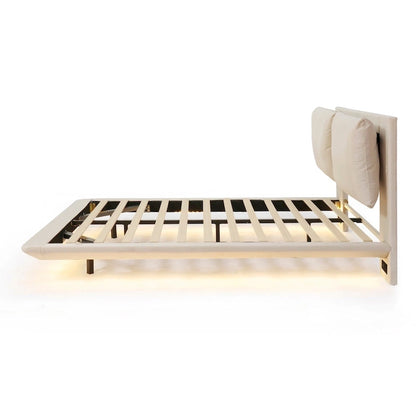 Velvet Floating Platform Bed with Sensor Light