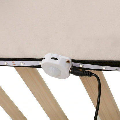 Velvet Floating Platform Bed with Sensor Light