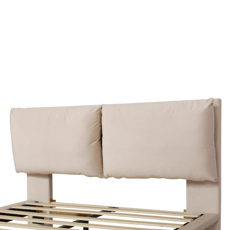 Velvet Floating Platform Bed with Sensor Light