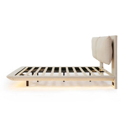 Velvet Floating Platform Bed with Sensor Light