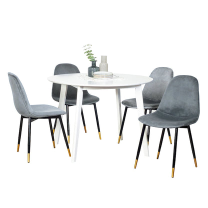 Modern Style 5-Piece Dining Set with Round Table and 4 Velvet Upholstered Chairs