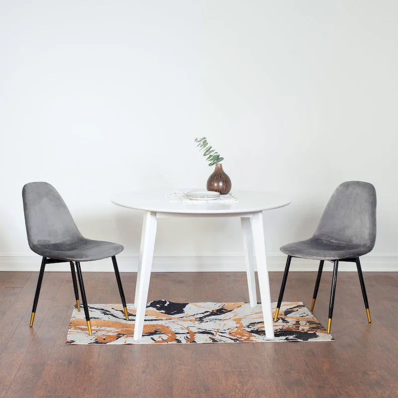 Modern Style 5-Piece Dining Set with Round Table and 4 Velvet Upholstered Chairs