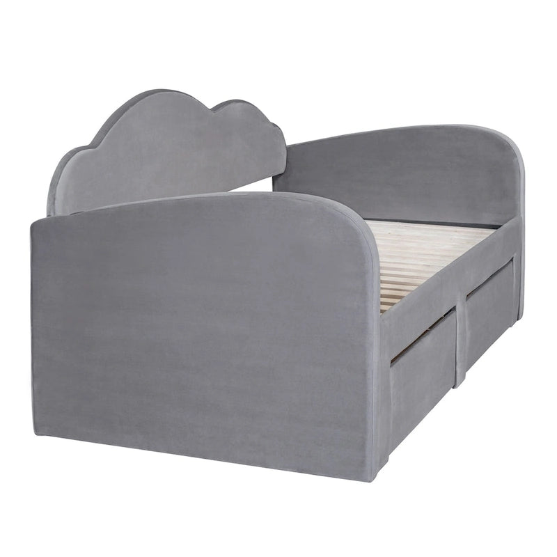 Twin Cloud Velvet Daybed with Trundle, Drawers, and USB