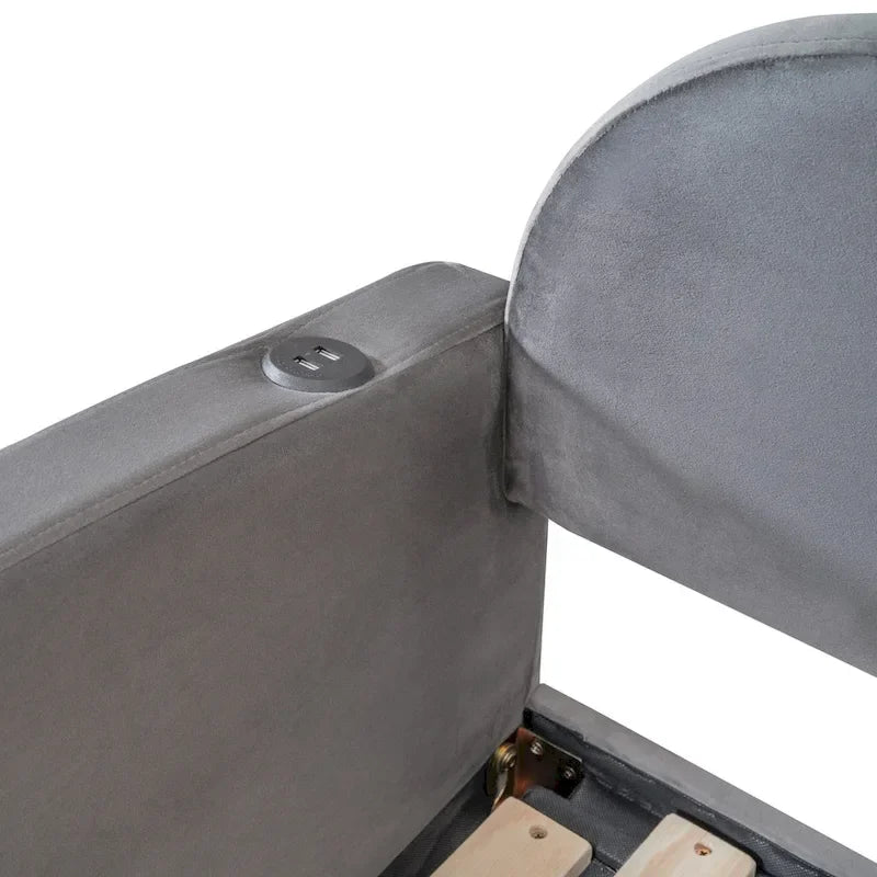 Twin Cloud Velvet Daybed with Trundle, Drawers, and USB