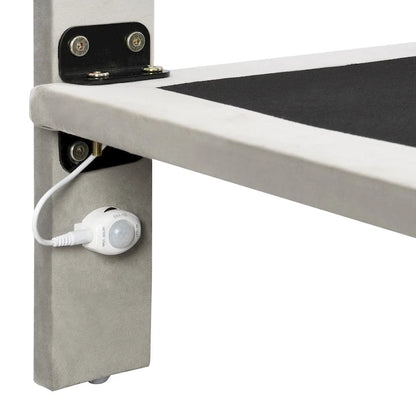 Queen Velvet Floating Bed with Sensor Light and Tufted Headboard