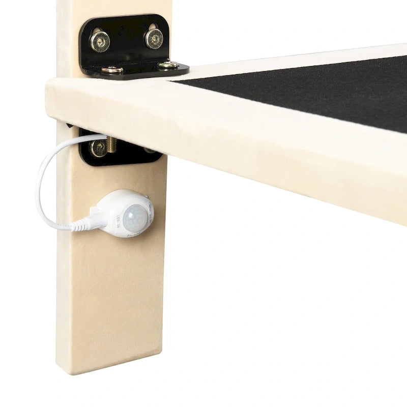 Queen Velvet Floating Bed with Sensor Light and Tufted Headboard