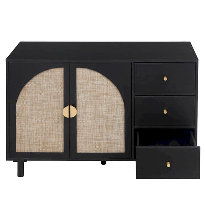 Modern 2-Door Storage Cabinet with 3 Drawers and Adjustable Shelves for Bedroom, Living Room, Study