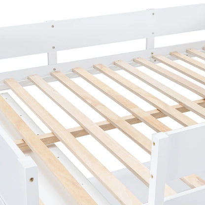 Full Size Solid Wood Loft Bed with Desk and Shelf for Kids