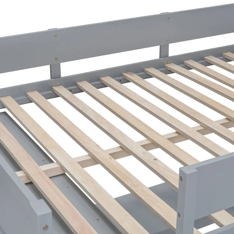 Full Size Solid Wood Loft Bed with Desk and Shelf for Kids