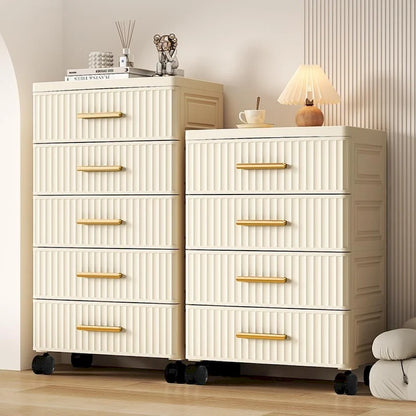 4 or 5 Layers Plastic Drawer Storage Cabinet Bedside Table with Handle