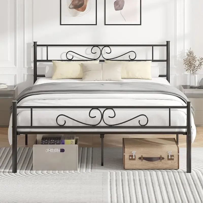 Metal Bed Frame with Headboard and Footboard- Twin/Full/Queen Size Bed