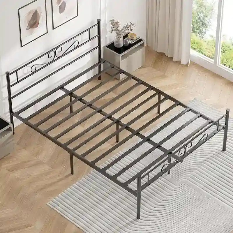 Metal Bed Frame with Headboard and Footboard- Twin/Full/Queen Size Bed