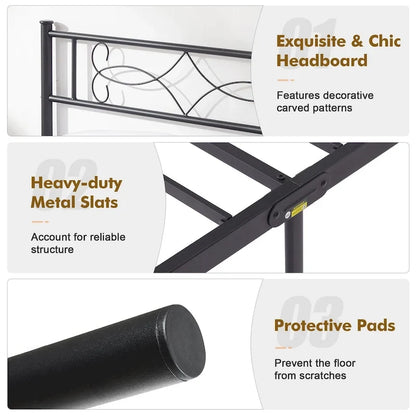 Metal Bed Frame with Headboard and Footboard- Twin/Full/Queen Size Bed