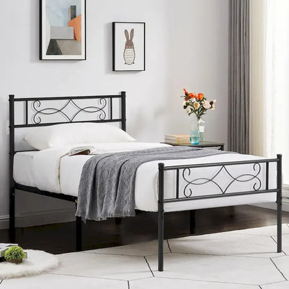 Metal Bed Frame with Headboard and Footboard- Twin/Full/Queen Size Bed