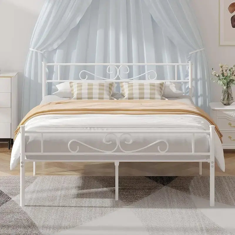 Metal Bed Frame with Headboard and Footboard- Twin/Full/Queen Size Bed
