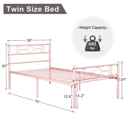 Metal Bed Frame with Headboard and Footboard- Twin/Full/Queen Size Bed
