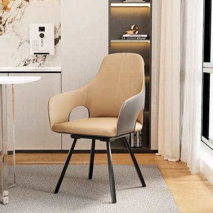 Two-tone Microfiber Leather Upholstered Rotatable Dining Chairs (Set of 2) - 22.83 W x 19.69 D x 36.61 H